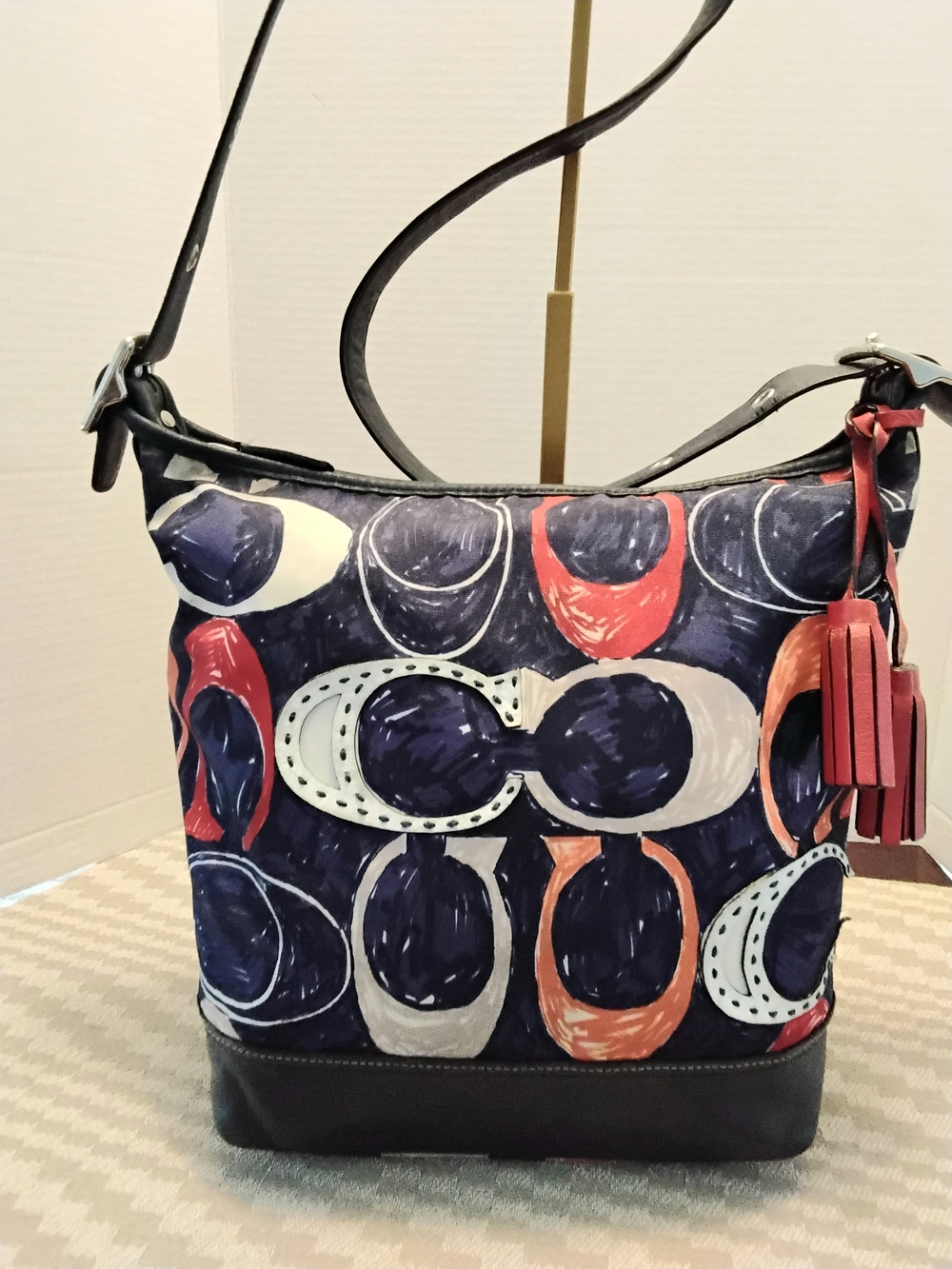 Coach Navy Multicolor Circle-Print Vintage Duffle Bag